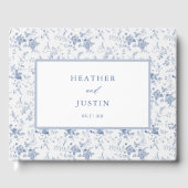 Blauw Bloemen Toile Classic Bruiloft Gastenboek (Voorkant)