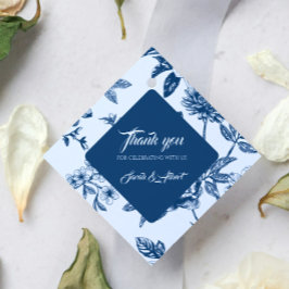  Blauw Bloemen Toile Dank u Bedankjes Labels