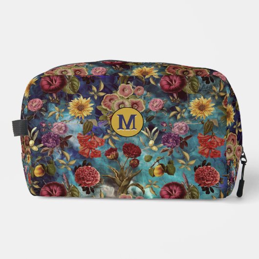 blauw Bloemen Toilettasje (Voorkant)