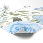 Blauw Bloemen Trouwbord Poster (Hoek)