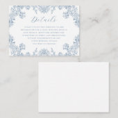 Blauw  Bloemen Trouwdetails Informatiekaartje (Voorkant / Achterkant)
