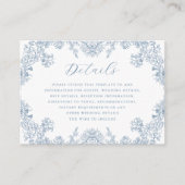 Blauw  Bloemen Trouwdetails Informatiekaartje (Voorkant)