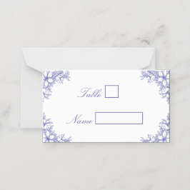 Blauw  Bloemen Trouwlocatie Place Card Plaatskaartje