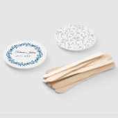 Blauw Bloemen Trouwprogramma Hand Fan Handwaaier (Niet-gemonteerd)