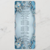 Blauw  Bloemen Trouwprogramma Programmakaart (Achterkant)