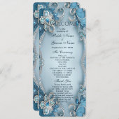 Blauw  Bloemen Trouwprogramma Programmakaart (Voorkant / Achterkant)