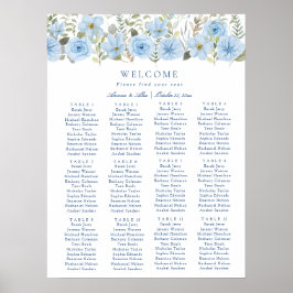  Blauw Bloemen Trouwstoel Grafiek Poster