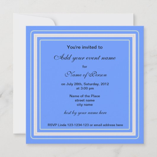 blauw , bloemen , uitnodiging (Voorkant)