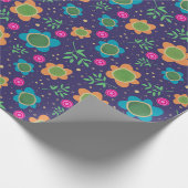 Blauw Bloemen Uniek Leuk Kleurrijk Patroon Cadeaupapier (Hoek)