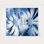 Blauw Bloemen Vakantie Kerstmis Achtergrond Wandkleed (Voorkant (horizontaal))