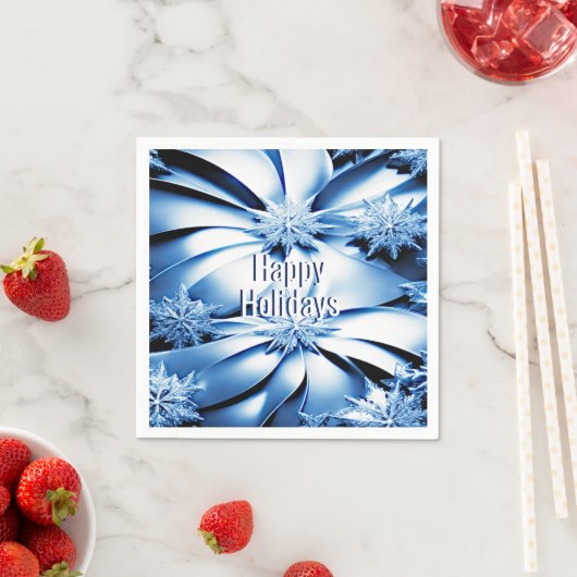 Blauw Bloemen Vakantie Kerstmis Papier Servet (Insitu)