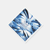 Blauw Bloemen Vakantie Kerstmis Papier Servet (Hoek)