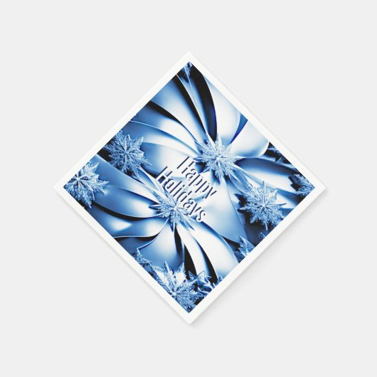 Blauw Bloemen Vakantie Kerstmis Papier Servet (Hoek)