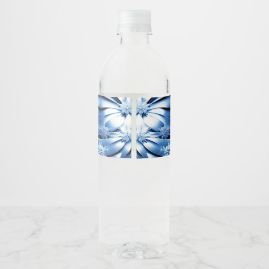 Blauw Bloemen Vakantie Kerstmis Water Fles Label Waterfles Etiket (Achterkant)
