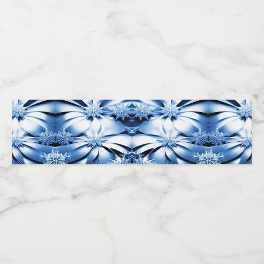 Blauw Bloemen Vakantie Kerstmis Water Fles Label Waterfles Etiket (Enkel label)