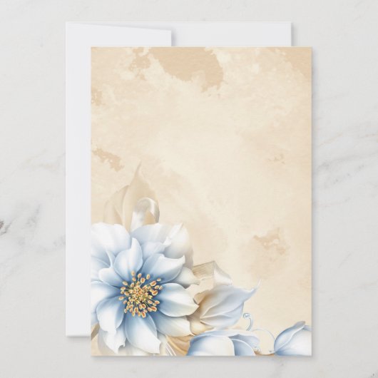  Blauw Bloemen Verjaardag Kaart (Achterkant)