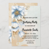  Blauw Bloemen Verjaardag Kaart (Voorkant / Achterkant)