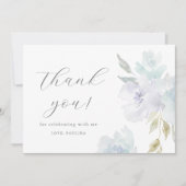 Blauw Bloemen Verjaardag Quinceañera Dank u Kaart (Voorkant)