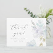 Blauw Bloemen Verjaardag Quinceañera Dank u Kaart (Staand voorkant)