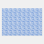 Blauw Bloemen Verpakkende Document Bladen Inpakpapier Vel (Voorkant 3)