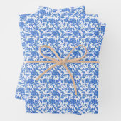 Blauw Bloemen Verpakkende Document Bladen Inpakpapier Vel (In situ)