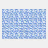 Blauw Bloemen Verpakkende Document Bladen Inpakpapier Vel (Voorkant)