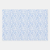 Blauw Bloemen Verpakkende Document Bladen Inpakpapier Vel (Voorkant 3)