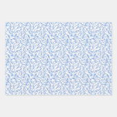 Blauw Bloemen Verpakkende Document Bladen Inpakpapier Vel (Voorkant 2)