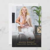 Blauw Bloemen Viering van het Leven Uitvaart Foto Kaart (Achterkant)