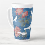 Blauw Bloemen & Vogels Latte Mok (Linkerhoek)