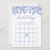  Blauw Bloemen Vrijgezellenfeest Bingo Spel Kaart (Voorkant)