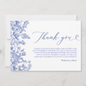  Blauw Bloemen Vrijgezellenfeest Dank u kaart (Voorkant)