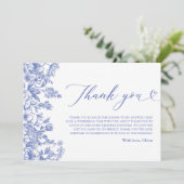  Blauw Bloemen Vrijgezellenfeest Dank u kaart (Staand voorkant)