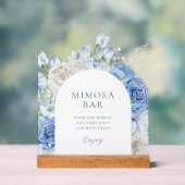 Blauw Bloemen Vrijgezellenfeest Mimosa Bar Acryl Bord (Neutraal)