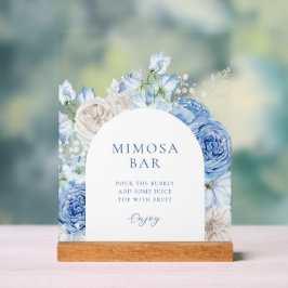 Blauw Bloemen Vrijgezellenfeest Mimosa Bar Acryl Bord