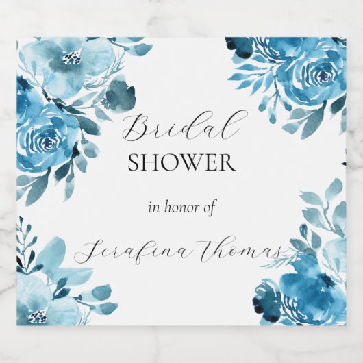 Blauw Bloemen Vrijgezellenfeest Mousserende Wijn L Sparkling Wijnetiket (Enkel label)