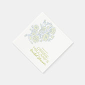 Blauw Bloemen Vrijgezellenfeest Papier servetten (Hoek)