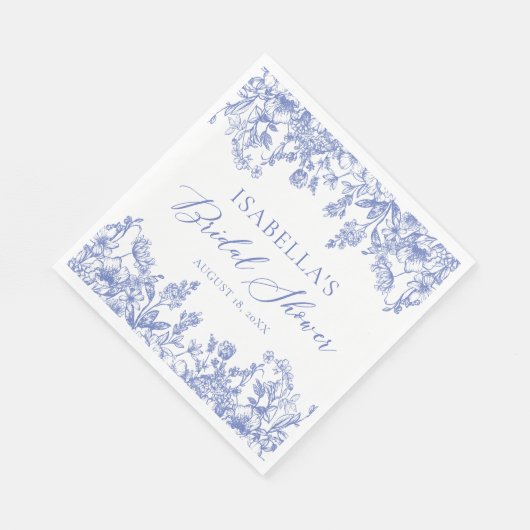 Blauw Bloemen Vrijgezellenfeest Papieren servette Servet (Hoek)