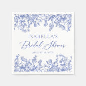  Blauw Bloemen Vrijgezellenfeest Papieren servette Servet (Voorkant)