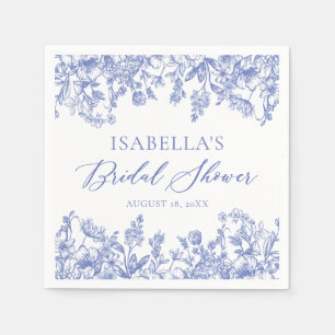 Blauw Bloemen Vrijgezellenfeest Papieren servette Servet