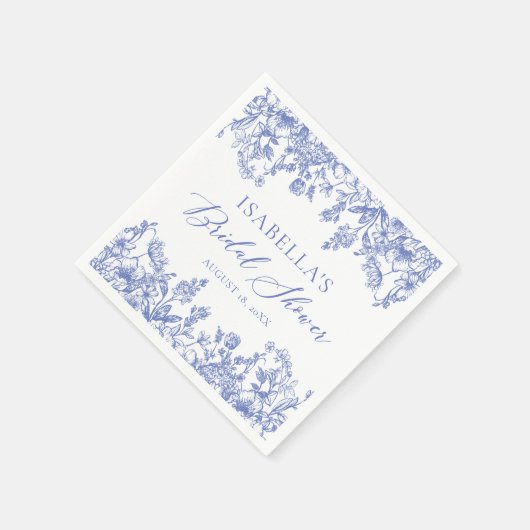 Blauw Bloemen Vrijgezellenfeest Papieren servette Servet (Hoek)