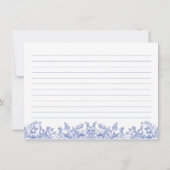  Blauw Bloemen Vrijgezellenfeest Recept Kaart (Achterkant)