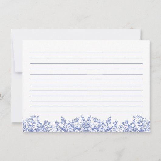  Blauw Bloemen Vrijgezellenfeest Recept Kaart (Achterkant)