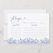  Blauw Bloemen Vrijgezellenfeest Recept Kaart (Voorkant)