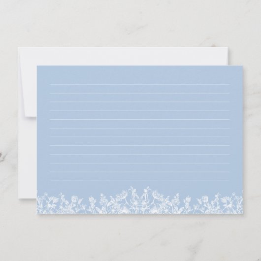  Blauw Bloemen Vrijgezellenfeest Recept Kaart (Achterkant)