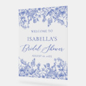  Blauw Bloemen Vrijgezellenfeest Welkomstbord Acryl Bord (Hoek)