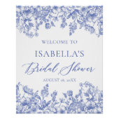 Blauw Bloemen Vrijgezellenfeest Welkomstbord Perfect Poster (Voorkant)