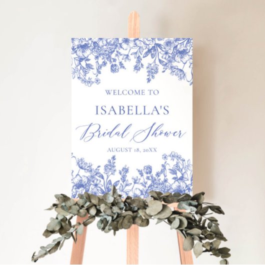 Blauw Bloemen Vrijgezellenfeest Welkomstbord Perfect Poster