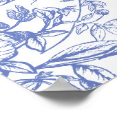  Blauw Bloemen Vrijgezellenfeest Welkomstbord Poster (Hoek)