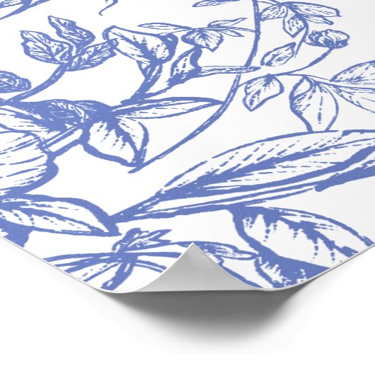  Blauw Bloemen Vrijgezellenfeest Welkomstbord Poster (Hoek)